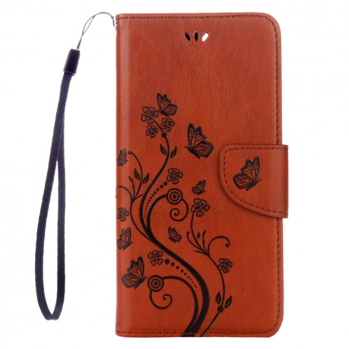 Pour iPhone 8 Plus et 7 Plus Fleurs Gaufrage Horizontal Flip Housse en cuir avec Holder & Card Slots & Wallet & Lanyard (Café) SF191C303-06