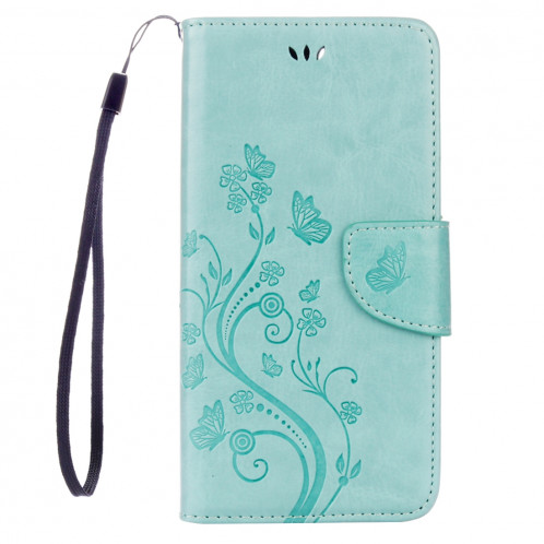 Pour iPhone 8 Plus et 7 Plus Fleurs Gaufrage Horizontal Flip Housse en cuir avec titulaire et fentes pour cartes et porte-monnaie et lanière (vert) SF191G1452-06