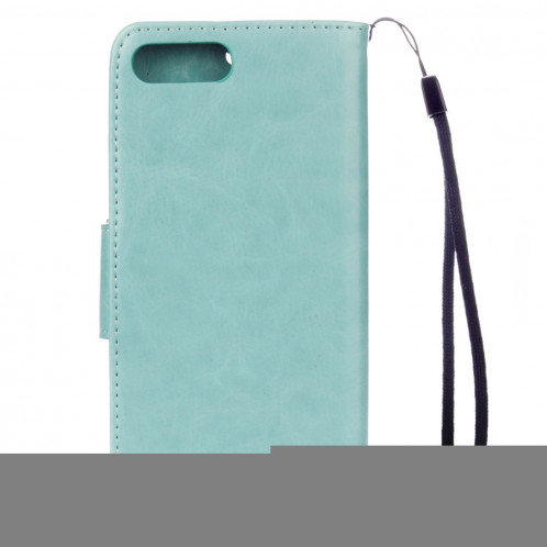 Pour iPhone 8 Plus et 7 Plus Fleurs Gaufrage Horizontal Flip Housse en cuir avec titulaire et fentes pour cartes et porte-monnaie et lanière (vert) SF191G1452-06