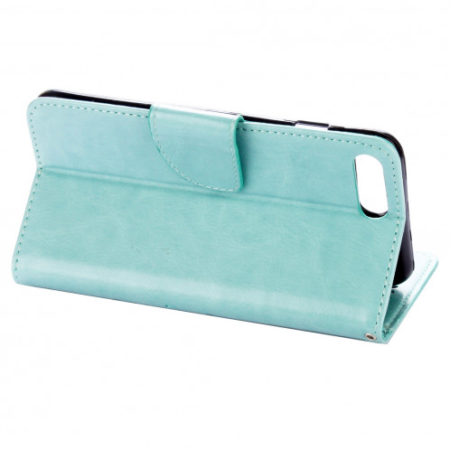 Pour iPhone 8 Plus et 7 Plus Fleurs Gaufrage Horizontal Flip Housse en cuir avec titulaire et fentes pour cartes et porte-monnaie et lanière (vert) SF191G1452-06