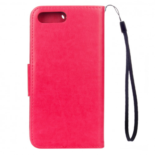 Pour iPhone 8 Plus et 7 Plus Fleurs Gaufrage Housse en cuir Flip horizontale avec titulaire et fentes pour cartes et portefeuille et lanière (Magenta) SF191M127-06