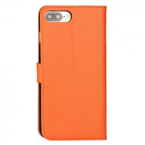 Pour iPhone 8 Plus & 7 Plus Véritable Split Split Housse en cuir avec support et fentes pour cartes et porte-monnaie (Orange) SH314E1761-08