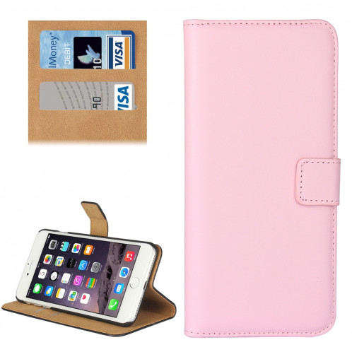 Pour iPhone 8 Plus & 7 Plus Housse en cuir véritable à rabat horizontal avec porte-monnaie et porte-monnaie (rose) SH314F923-08