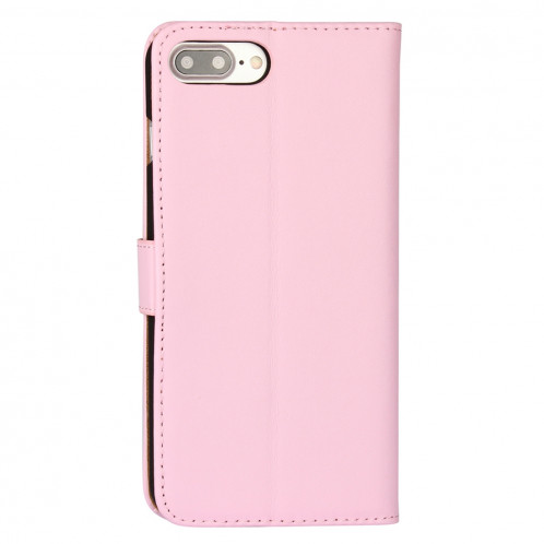 Pour iPhone 8 Plus & 7 Plus Housse en cuir véritable à rabat horizontal avec porte-monnaie et porte-monnaie (rose) SH314F923-08
