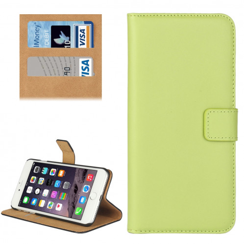 Pour iPhone 8 Plus & 7 Plus Housse en cuir véritable à rabat horizontal avec porte-monnaie et porte-monnaie (vert) SH314G341-08