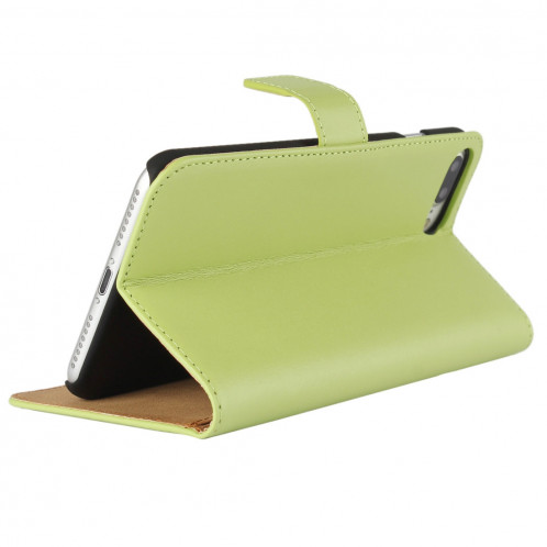 Pour iPhone 8 Plus & 7 Plus Housse en cuir véritable à rabat horizontal avec porte-monnaie et porte-monnaie (vert) SH314G341-08