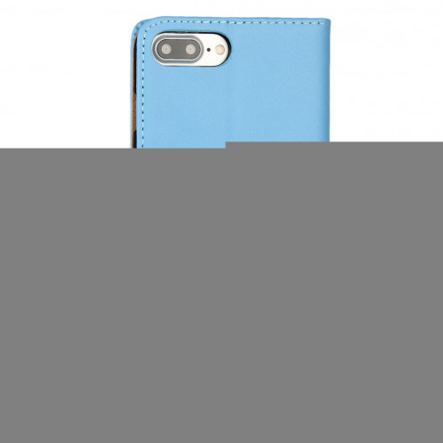 Pour iPhone 8 Plus & 7 Plus Housse en cuir véritable à rabat horizontal avec porte-monnaie et porte-monnaie (bleu) SH314L343-08