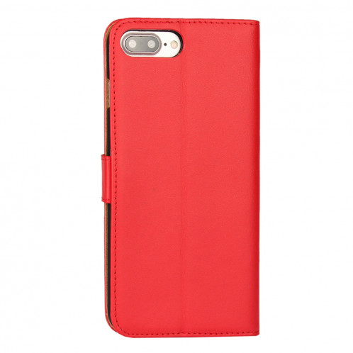 Pour iPhone 8 Plus & 7 Plus Véritable Split Split Housse en cuir avec support et fentes pour cartes et porte-monnaie (Rouge) SH314R1996-08