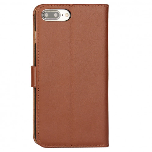 Pour iPhone 8 Plus & 7 Plus Housse en cuir véritable à rabat horizontal avec porte-monnaie et porte-monnaie (marron) SH314Z1852-08