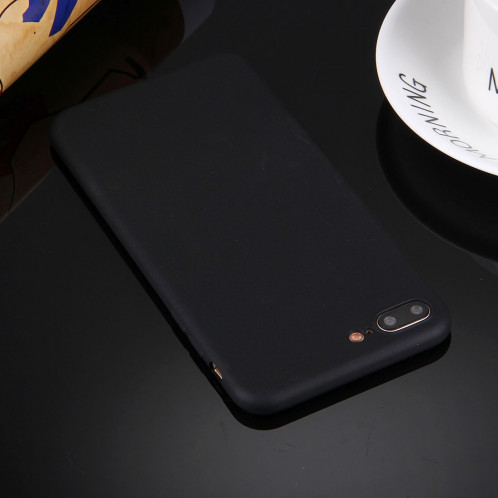 Pour iPhone 8 Plus et 7 Plus solide TPU étui de protection sans trou rond (noir) SH598B845-08