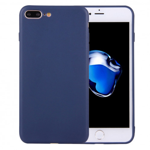 Pour iPhone 8 Plus et 7 Plus TPU couleur solide étui de protection sans trou rond (bleu foncé) SH598D322-08