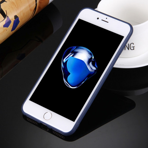 Pour iPhone 8 Plus et 7 Plus TPU couleur solide étui de protection sans trou rond (bleu foncé) SH598D322-08