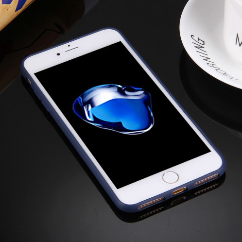 Pour iPhone 8 Plus et 7 Plus TPU couleur solide étui de protection sans trou rond (bleu foncé) SH598D322-08