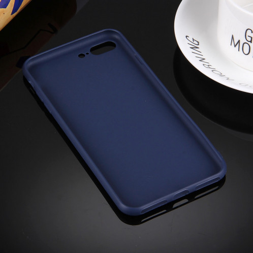 Pour iPhone 8 Plus et 7 Plus TPU couleur solide étui de protection sans trou rond (bleu foncé) SH598D322-08