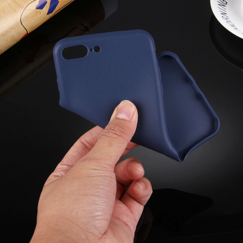 Pour iPhone 8 Plus et 7 Plus TPU couleur solide étui de protection sans trou rond (bleu foncé) SH598D322-08