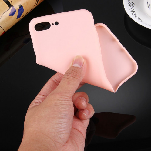 Pour iPhone 8 Plus et 7 Plus Cas de protection TPU couleur unie sans trou rond (rose) SH598F463-08