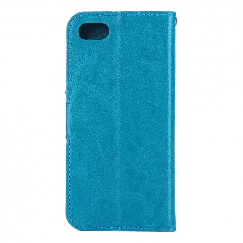 Pour iPhone 8 Plus et 7 Plus Crazy Horse Horizontal Housse en cuir flip avec boucle magnétique et titulaire et fentes pour cartes et porte-monnaie et cadre photo (bleu) SF120L140-08