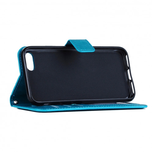 Pour iPhone 8 Plus et 7 Plus Crazy Horse Horizontal Housse en cuir flip avec boucle magnétique et titulaire et fentes pour cartes et porte-monnaie et cadre photo (bleu) SF120L140-08