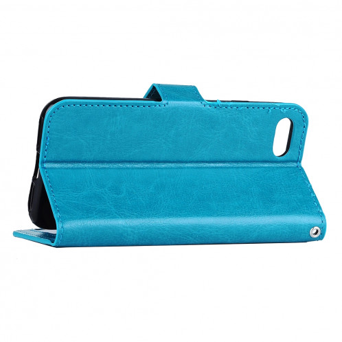 Pour iPhone 8 Plus et 7 Plus Crazy Horse Horizontal Housse en cuir flip avec boucle magnétique et titulaire et fentes pour cartes et porte-monnaie et cadre photo (bleu) SF120L140-08