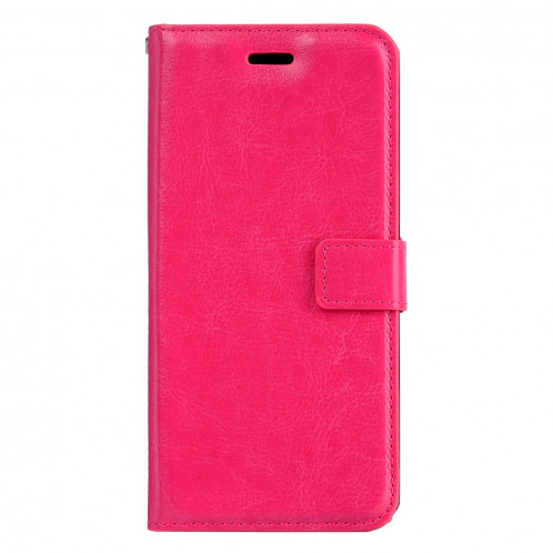 Pour iPhone 8 Plus et 7 Plus Crazy Horse Horizontal Housse en cuir flip avec boucle magnétique et titulaire et fentes pour cartes et porte-monnaie et cadre photo (magenta) SF120M1826-08