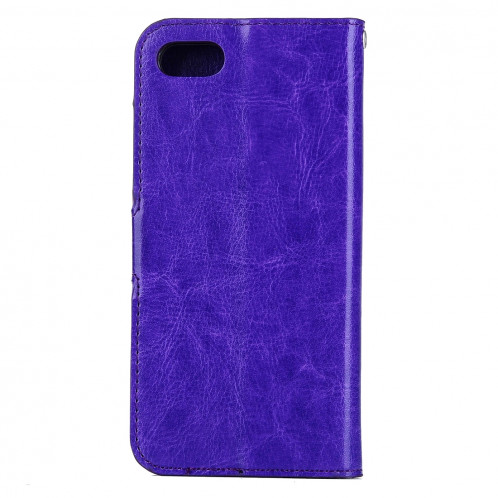 Pour iPhone 8 Plus et 7 Plus Crazy Horse Horizontal Housse en cuir flip avec boucle magnétique et porte-cartes et fentes pour cartes et porte-monnaie et cadre photo (violet) SF120P491-08