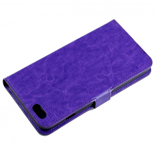 Pour iPhone 8 Plus et 7 Plus Crazy Horse Horizontal Housse en cuir flip avec boucle magnétique et porte-cartes et fentes pour cartes et porte-monnaie et cadre photo (violet) SF120P491-08