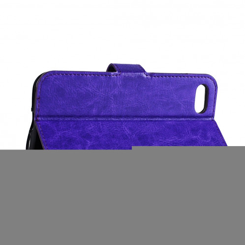 Pour iPhone 8 Plus et 7 Plus Crazy Horse Horizontal Housse en cuir flip avec boucle magnétique et porte-cartes et fentes pour cartes et porte-monnaie et cadre photo (violet) SF120P491-08