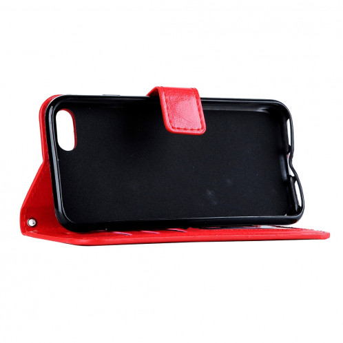 Pour iPhone 8 Plus et 7 Plus Crazy Horse Texture horizontale Flip étui en cuir avec boucle magnétique et titulaire et fentes pour cartes et porte-monnaie et cadre photo (rouge) SF120R1564-08