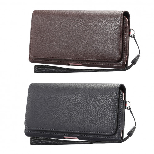 Universal Litchi Texture Vertical Flip Thwartwise Housse en cuir / sac de taille avec attelle arrière et fentes pour cartes et cordon de 15 cm pour iPhone 8 Plus et 7 Plus et 6 s Plus et 6 Plus, Galaxy Note 8 et Galaxy SH350B624-010