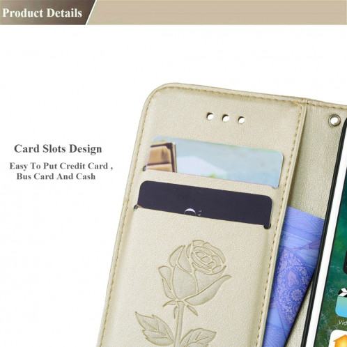 Fro Etui en cuir avec motif de fleurs pressées pour iPhone 8 Plus et 7 Plus Roses avec support, emplacements pour cartes et porte-monnaie (Or rose) SH05RG411-012