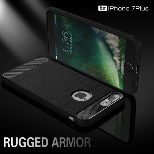 Pour iPhone 8 Plus & 7 Plus Housse de protection renforcée en fibre de TPU (noir) SH551B1346-010