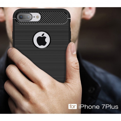 Pour iPhone 8 Plus & 7 Plus Housse de protection renforcée en fibre de TPU (noir) SH551B1346-010