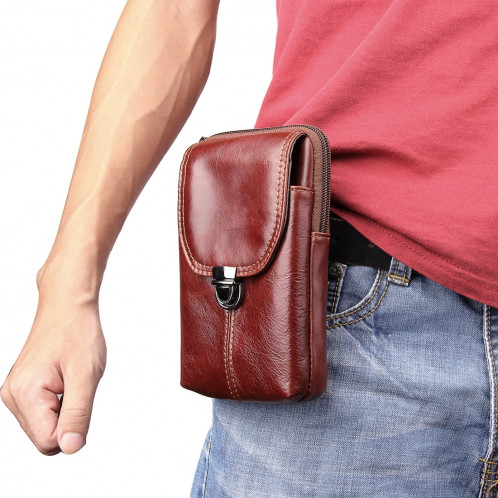 6,3 pouces et ci-dessous Universal Crazy Horse Texture en cuir véritable Hommes Vertical Style Case sac de taille avec ceinture pour Sony, Huawei, Meizu, Lenovo, ASUS, Cubot, OnePlus, Xiaomi, Ulefone, Letv, DOOGEE, SH389Z1649-010