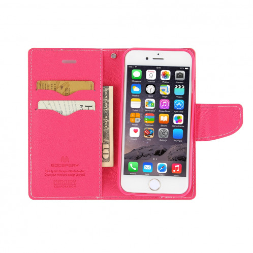 MERCURY GOOSPERY FANCY DIARY pour iPhone 8 Plus & 7 Plus Etui à rabat en cuir à texture horizontale avec fentes pour cartes et porte-monnaie et porte-monnaie (rose) SG528F1899-08