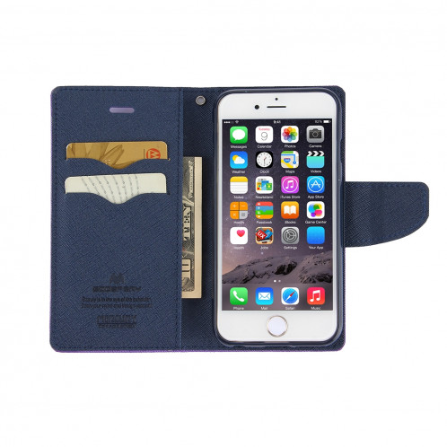 MERCURY GOOSPERY FANCY DIARY pour iPhone 8 Plus & 7 Plus Etui à rabat en cuir à texture horizontale avec fentes pour cartes et porte-monnaie et porte-monnaie (violet) SG528P1968-07