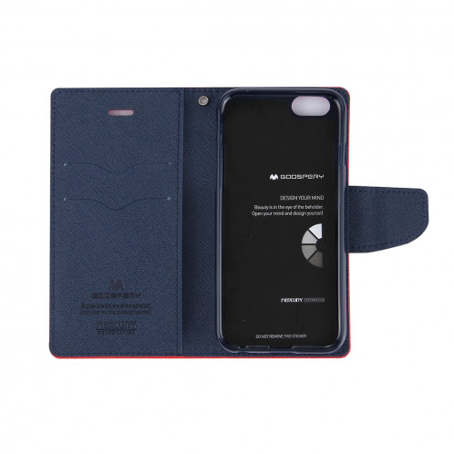 MERCURY GOOSPERY FANCY DIARY pour iPhone 8 Plus & 7 Plus Etui à rabat horizontal en cuir texturé avec fentes pour cartes et porte-monnaie (rouge) SG528R1608-07