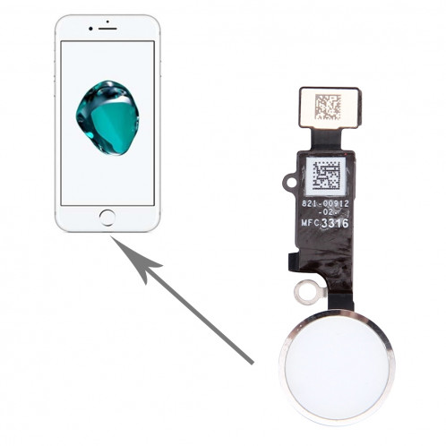 Bouton principal pour iPhone 7 Plus, non compatible avec l'identification des empreintes digitales (argent) SH129S1877-05
