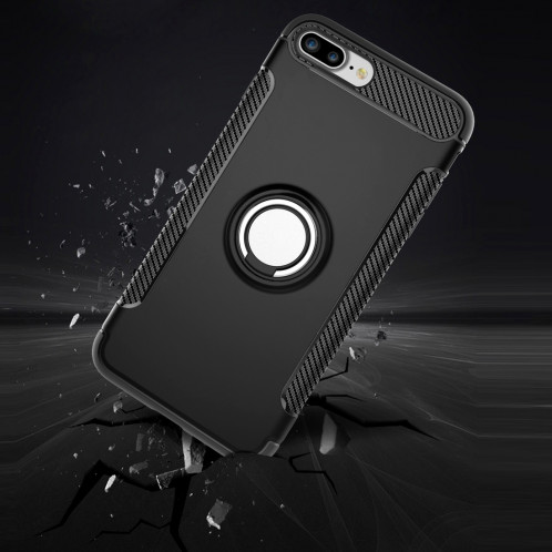 Pour l'iPhone 8 Plus & 7 Plus Magnetic Rotation Ring Armor Étui de protection (bleu) SH569L1175-09