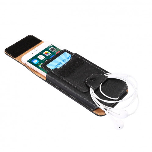 Pour iPhone 8 Plus et 7 Plus et 6 Plus Plus 6 Plus Vertical Flip Retro Elephant Texture Housse en cuir / Sac de taille avec fentes pour cartes et attelle arrière et boucle et écouteurs (noir) SF815B175-07