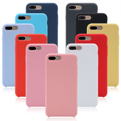Housse en Silicone Liquide Pure Color pour iPhone 8 Plus & 7 Plus (Noir) SH999B202-04