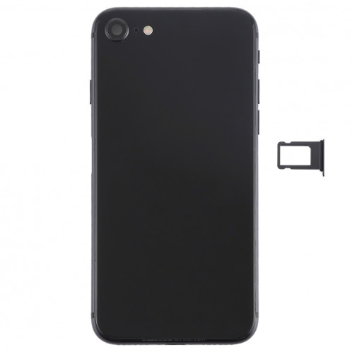 Batterie couvercle arrière avec touches latérales et vibrateur et haut-parleur fort et bouton d'alimentation + bouton de volume câble câble et bac à cartes pour iPhone 8 (noir) SH57BL1671-07