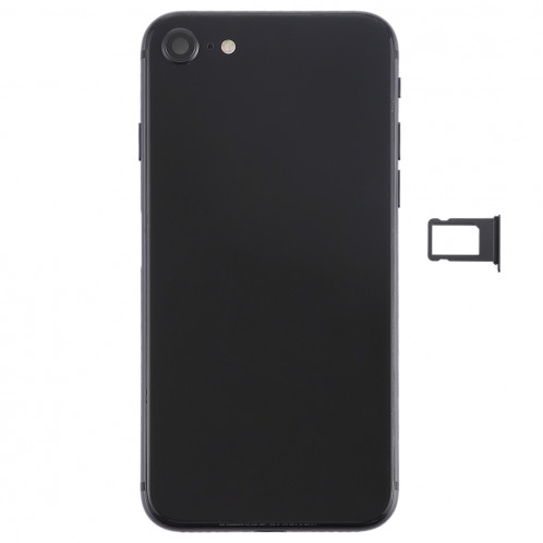 Batterie couvercle arrière avec touches latérales et vibrateur et haut-parleur fort et bouton d'alimentation + bouton de volume câble câble et bac à cartes pour iPhone 8 (noir) SH57BL1671-07