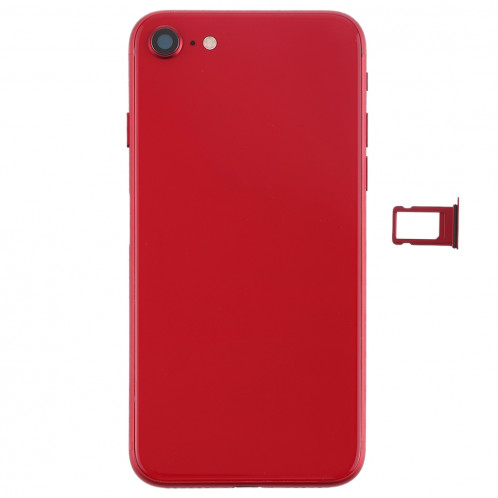 Batterie couvercle arrière avec touches latérales et vibrateur et haut-parleur fort et bouton d'alimentation + bouton de volume Câble câble et bac à cartes pour iPhone 8 (rouge) SH57RL336-07