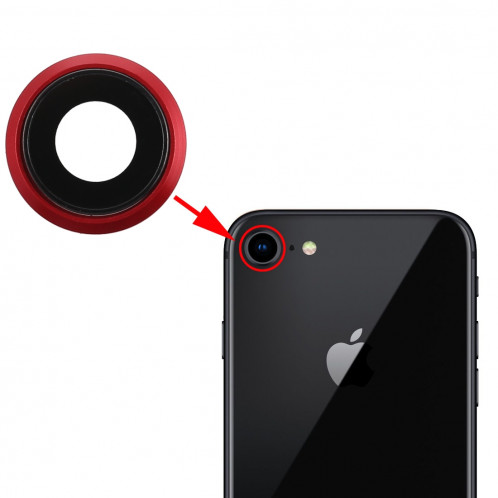 Lunette arrière avec cache de protection pour iPhone 8 (rouge) SH221R531-04