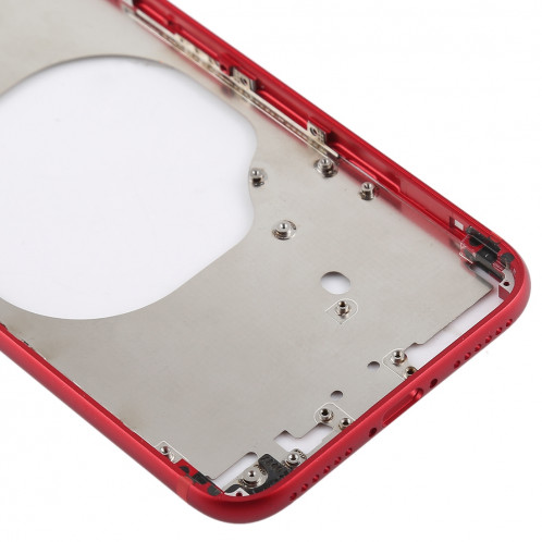 Coque arrière transparente avec objectif d'appareil photo, plateau de carte SIM et touches latérales pour iPhone 8 (rouge) SH228R1725-06
