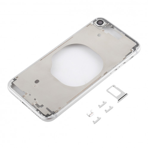 Coque arrière transparente avec objectif d'appareil photo, plateau de carte SIM et touches latérales pour iPhone 8 (blanc) SH228W1980-06