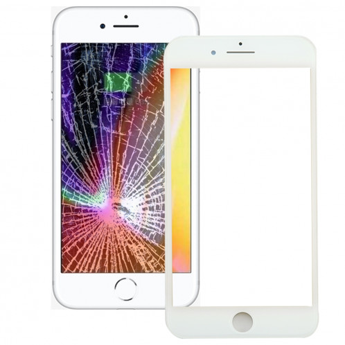 iPartsAcheter pour iPhone 8 Lentille extérieure en verre avec écran frontal Cadre LCD et OCA Optically Clear Adhesive (Blanc) SI666W113-06
