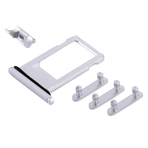 iPartsAcheter pour iPhone 8 Plateau de la carte + Touche de contrôle du volume + Bouton d'alimentation + Touche de vibreur interrupteur muet (Argent) SI313S459-05