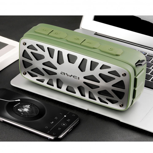 Haut-parleur Bluetooth portatif extérieur awei Y330, prise en charge des cartes AUX / FM / TF / U, pour iPhone, Galaxy, Xiaomi, Huawei, HTC, Sony et autres smartphones (Army Green) SA61AG1368-012