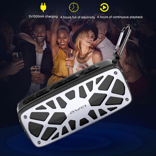 Haut-parleur portable Bluetooth awei Y330, prise en charge des cartes AUX / FM / TF / U, pour iPhone, Galaxy, Xiaomi, Huawei, HTC, Sony et autres smartphones (gris) SA561H1293-012